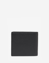 Load image into Gallery viewer, Black Grain Leather Billfold Wallet with Tonal Logo