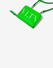 Load image into Gallery viewer, Neon Green VLTN Wallet with Neck Strap
